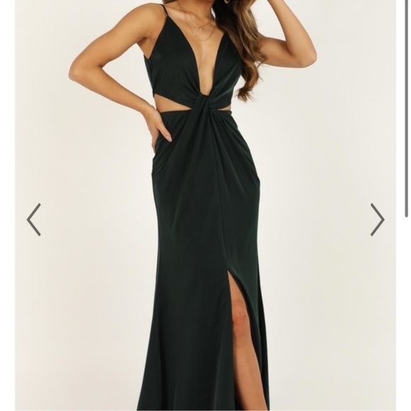 Showpo. Simple Twist of Fate Emerald Satin Dress Size 4 - Picture 1 of 17